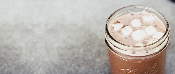 Hot Chocolate with Marshmallows in Mason Jar