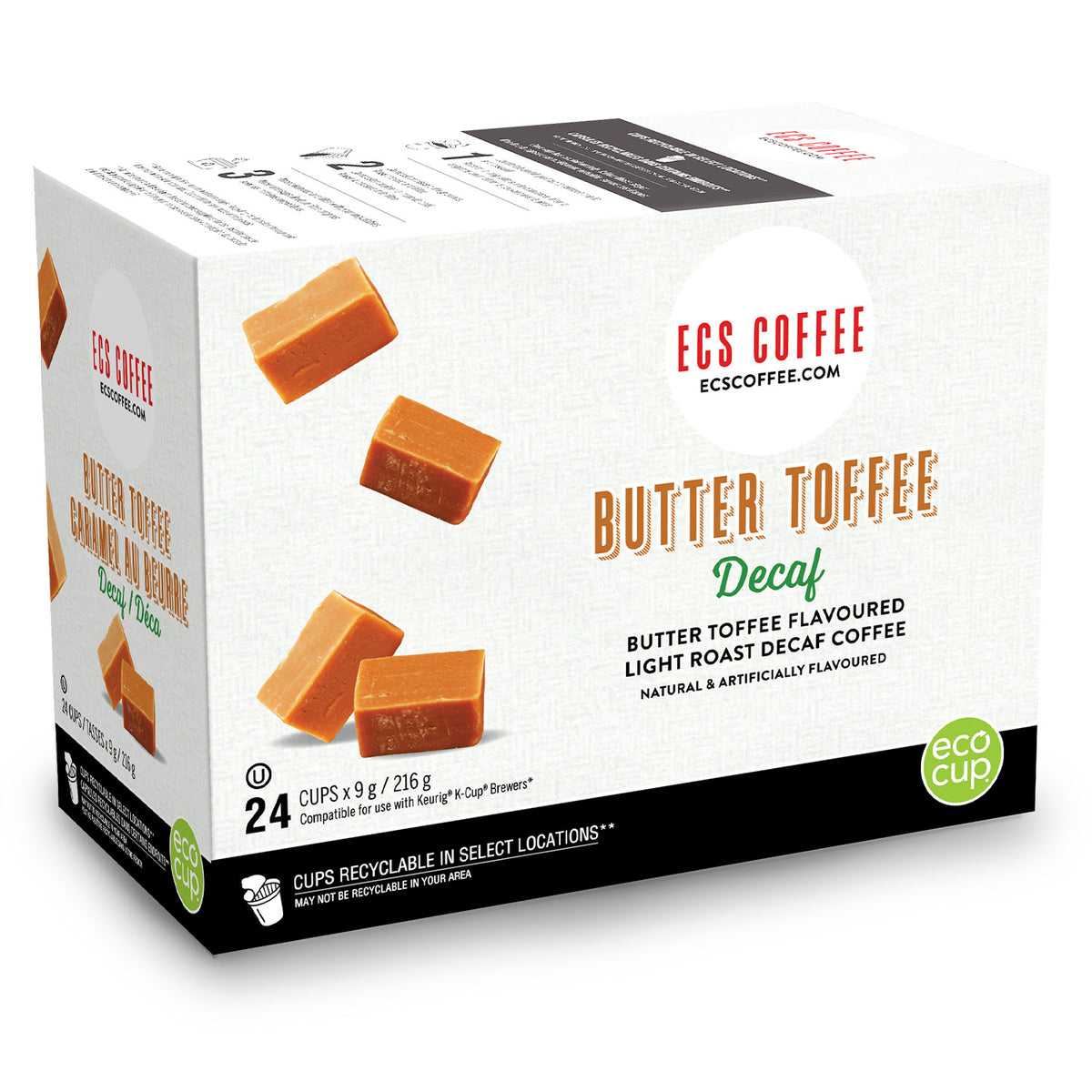 ECS Coffee Decaf Butter Toffee Single Serve Coffee 24 Pack ECS
