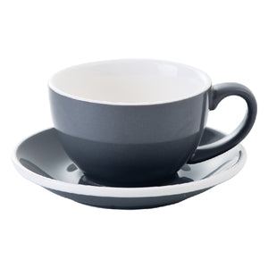 I.XXI Ceramic Latte Mug with Saucer 350ml, Grey