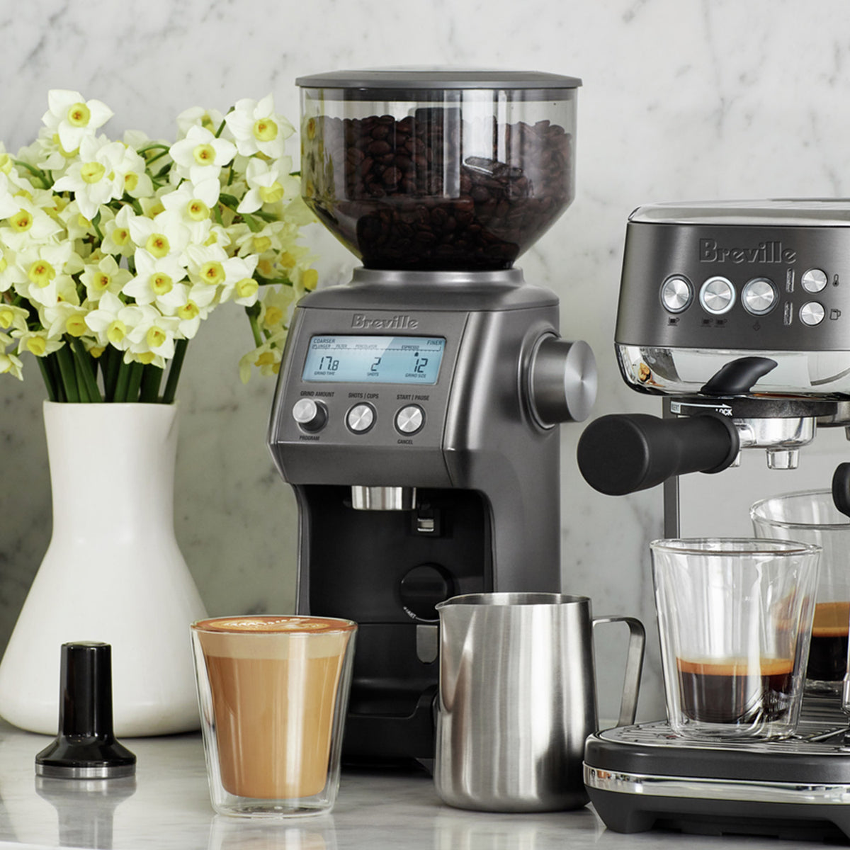Breville Smart Grinder Pro Conical Burr Grinder, Black Stainless 