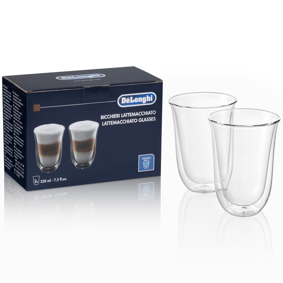 Cups, of Glass Bicchieri Latte 2 – Macchiato DeLonghi Coffee Set ECS