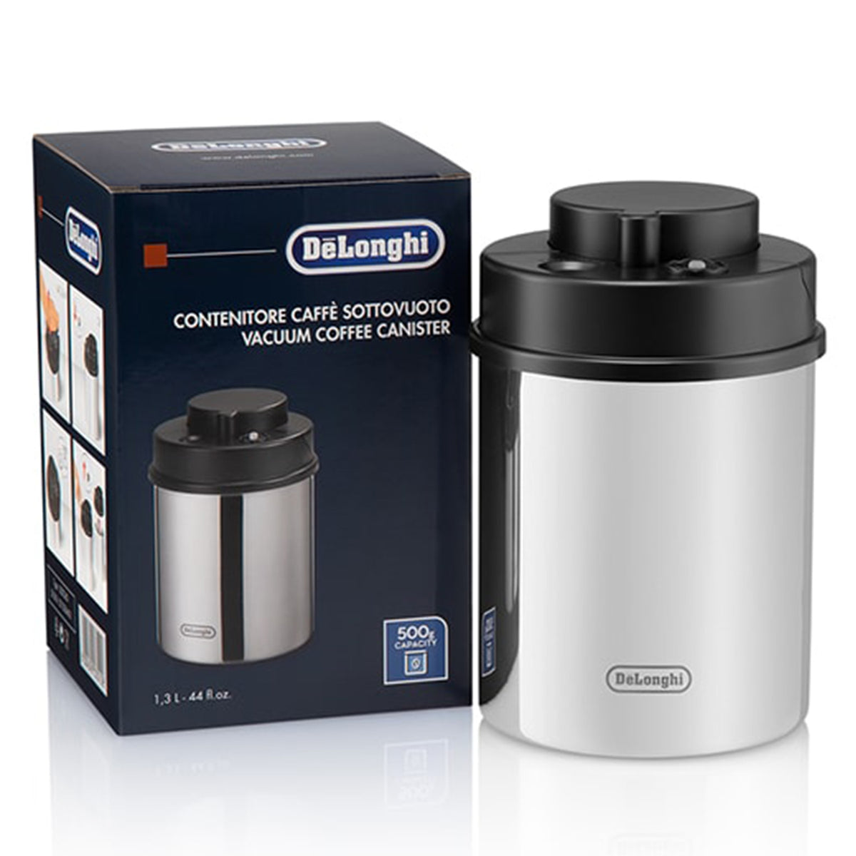 DeLonghi Vacuum Sealed Coffee Canister Stainless Steel ECS Coffee