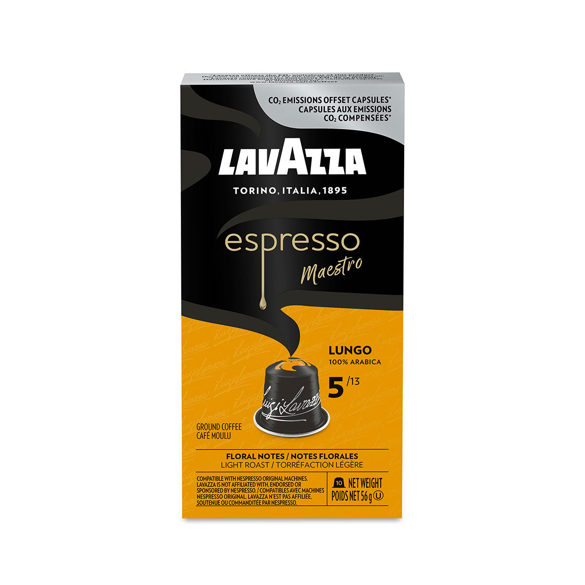 Lavazza Espresso Maestro Lungo Aluminum Nespresso Compatible Capsules