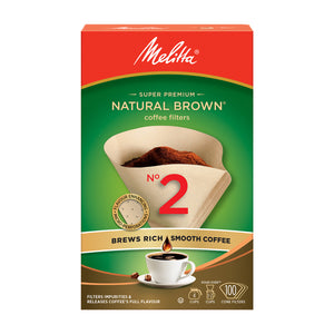 Melitta Natural Brown Cone #2 Filters, 100 Count