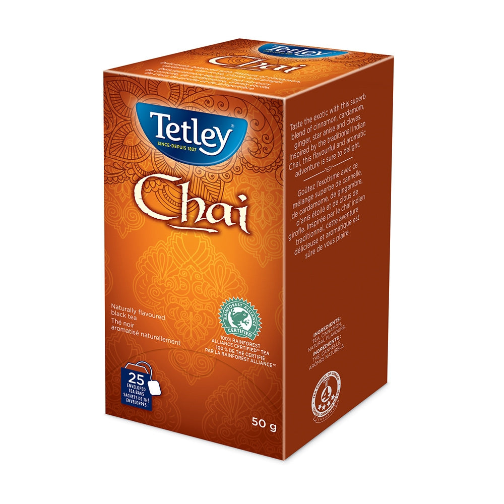 Tetley Chai Drawstring Tea 25 Count ECS Coffee Inc.
