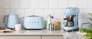 Smeg Pastel Blue Toaster, Kettle & Espresso Machine