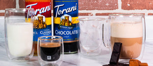 Torani Syrups with Espresso in Glasses