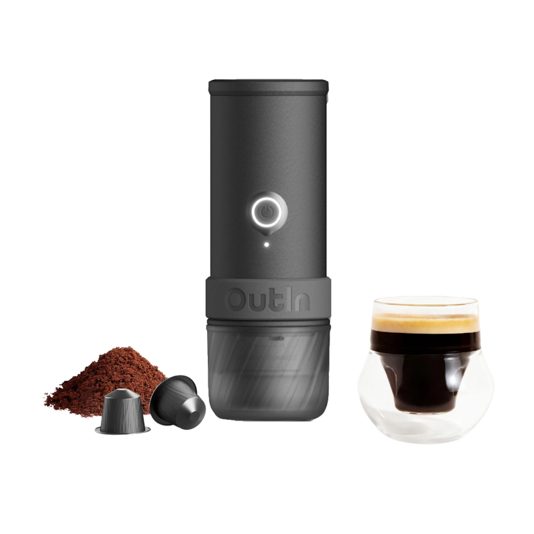 Machine à expresso électrique portable OutIn Mino, gris sidéral