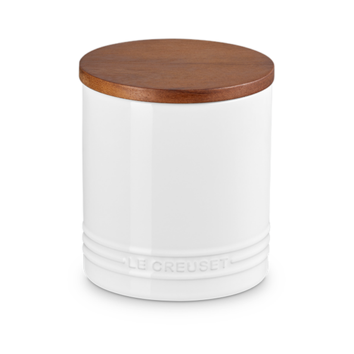 Le Creuset 1.1L Storage Cannister with Wooden Lid, White
