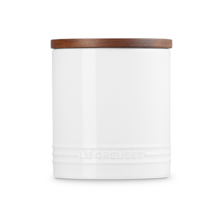 Le Creuset 1.1L Storage Cannister with Wooden Lid, White