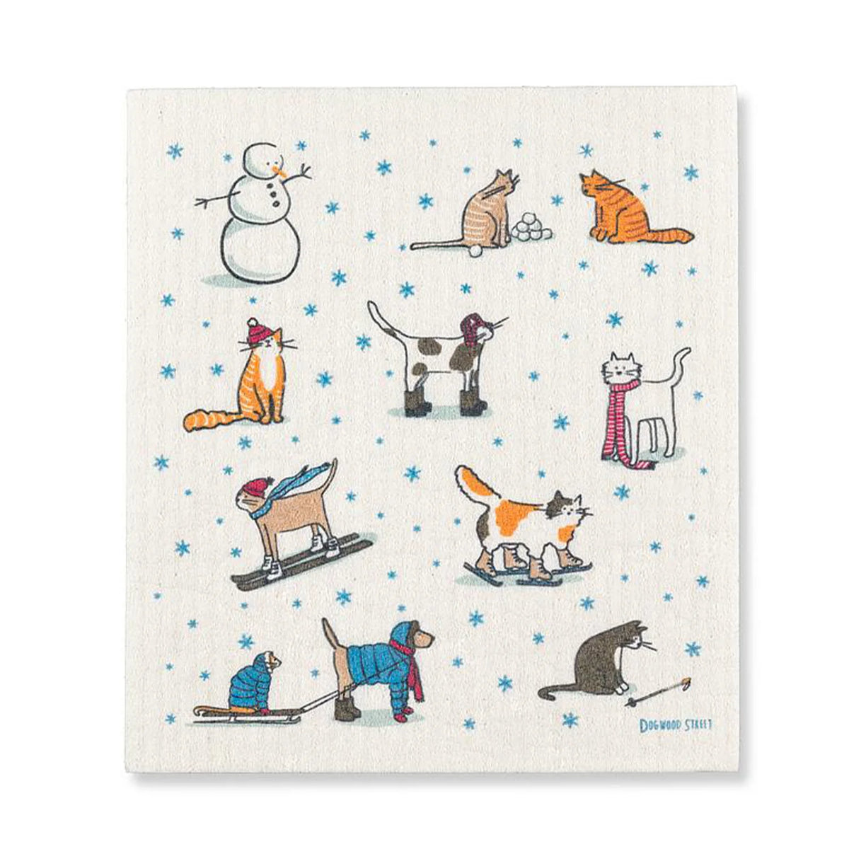 Abbott Winter Sports Cats Swedish Dishcloth