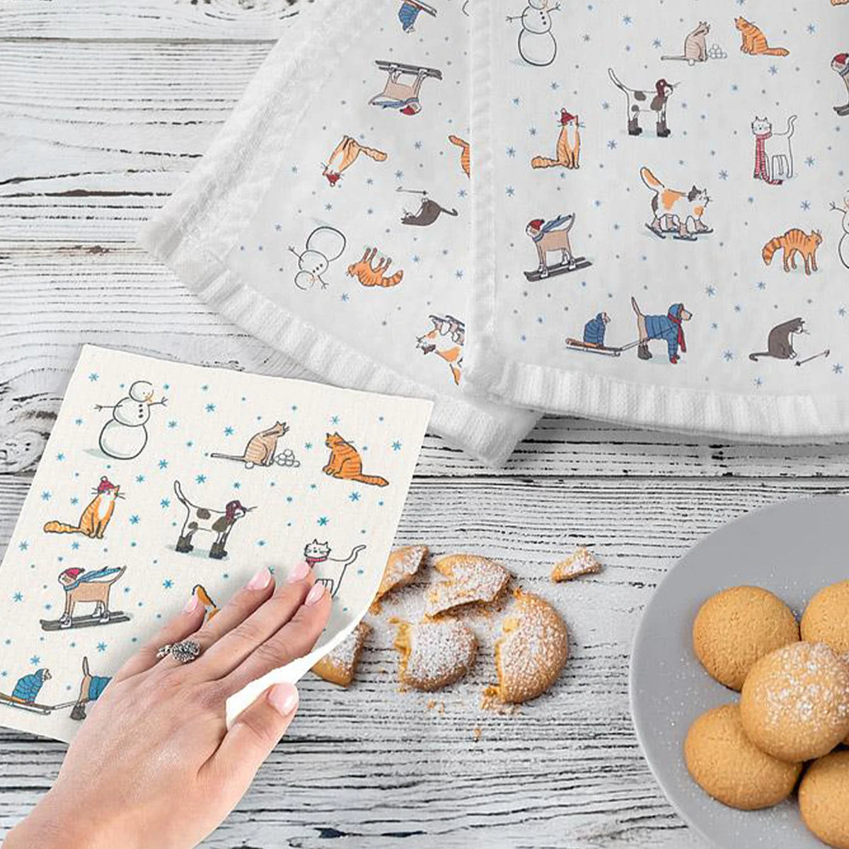 Abbott Winter Sports Cats Swedish Dishcloth