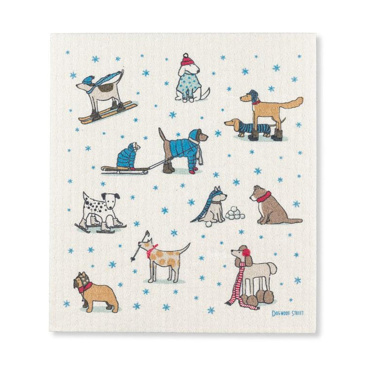 Abbott Winter Sports Dogs Swedish Dishcloth
