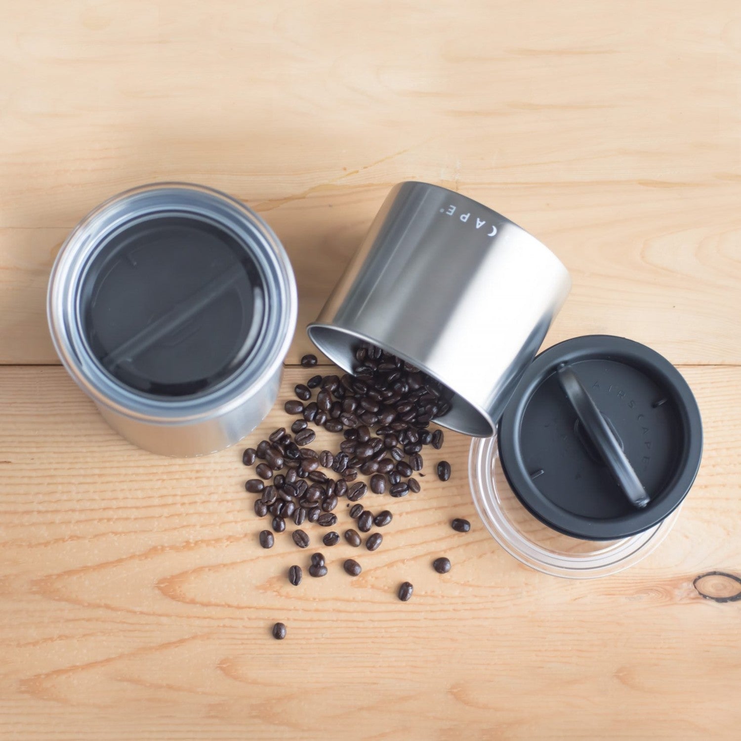 Airscape Small 0.5lb Stainless Steel Canister, Brushed Stainless Steel