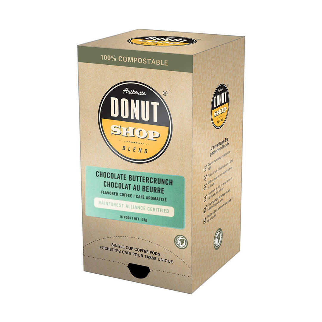 Authentic Donut Shop Chocolate Buttercrunch Coffee Pods 16 Pack