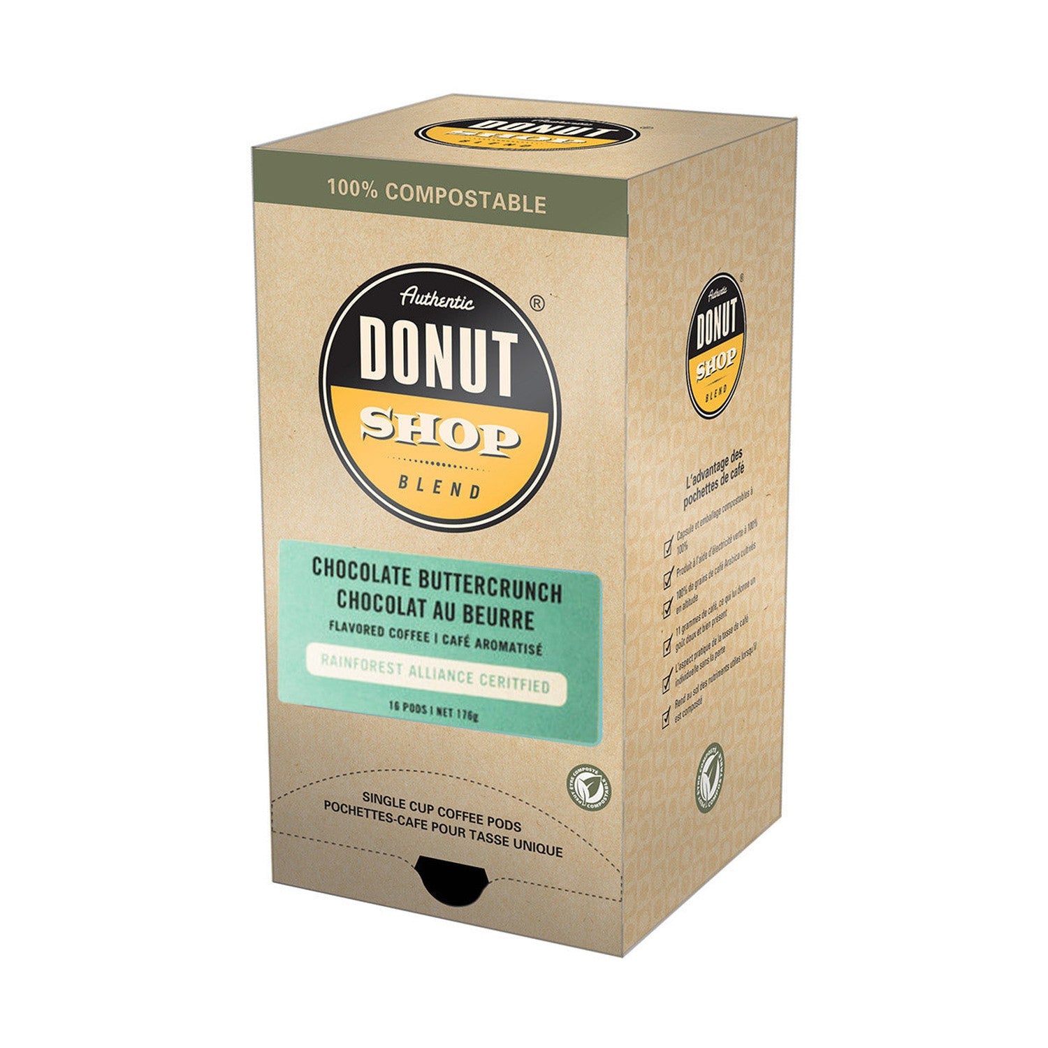 Authentic Donut Shop Chocolate Buttercrunch Coffee Pods 16 Pack