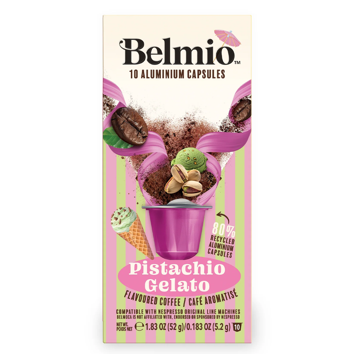 Belmio Pistachio Gelato Nespresso® Compatible Capsules, 10 Pack