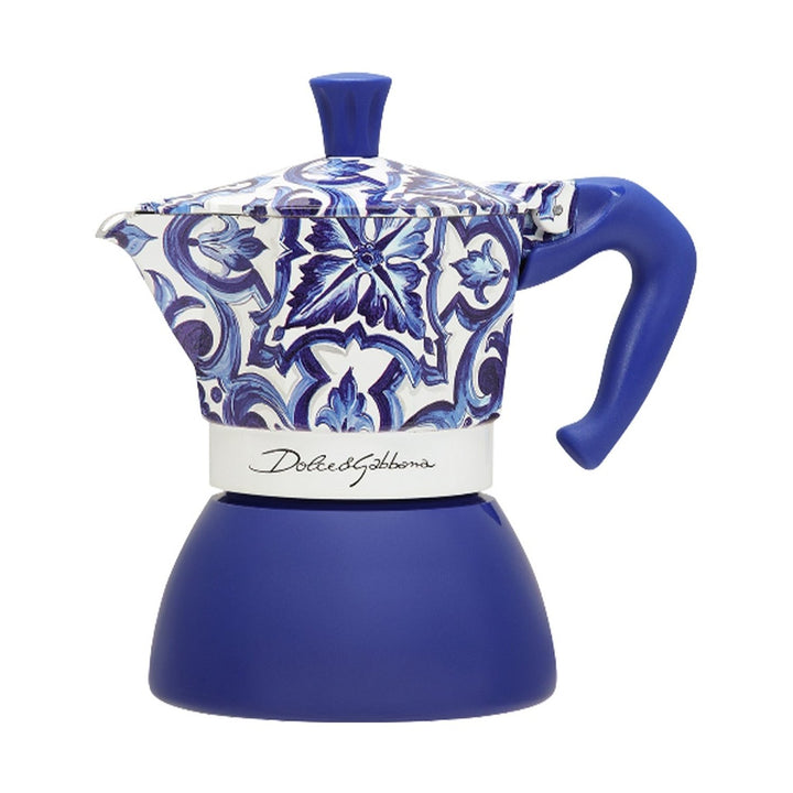 Bialetti Dolce&amp;Gabbana Moka Induction 4 Cup Coffee Maker, Mediterranean Blue