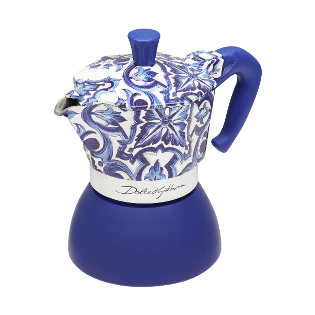 Bialetti Dolce&amp;Gabbana Moka Induction 4 Cup Coffee Maker, Mediterranean Blue