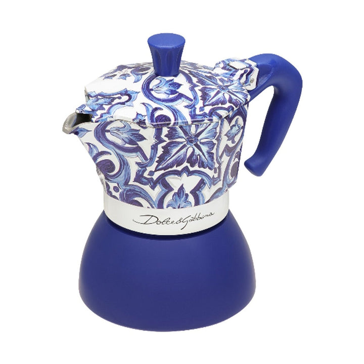 Bialetti Dolce&amp;Gabbana Moka Induction 4 Cup Coffee Maker, Mediterranean Blue