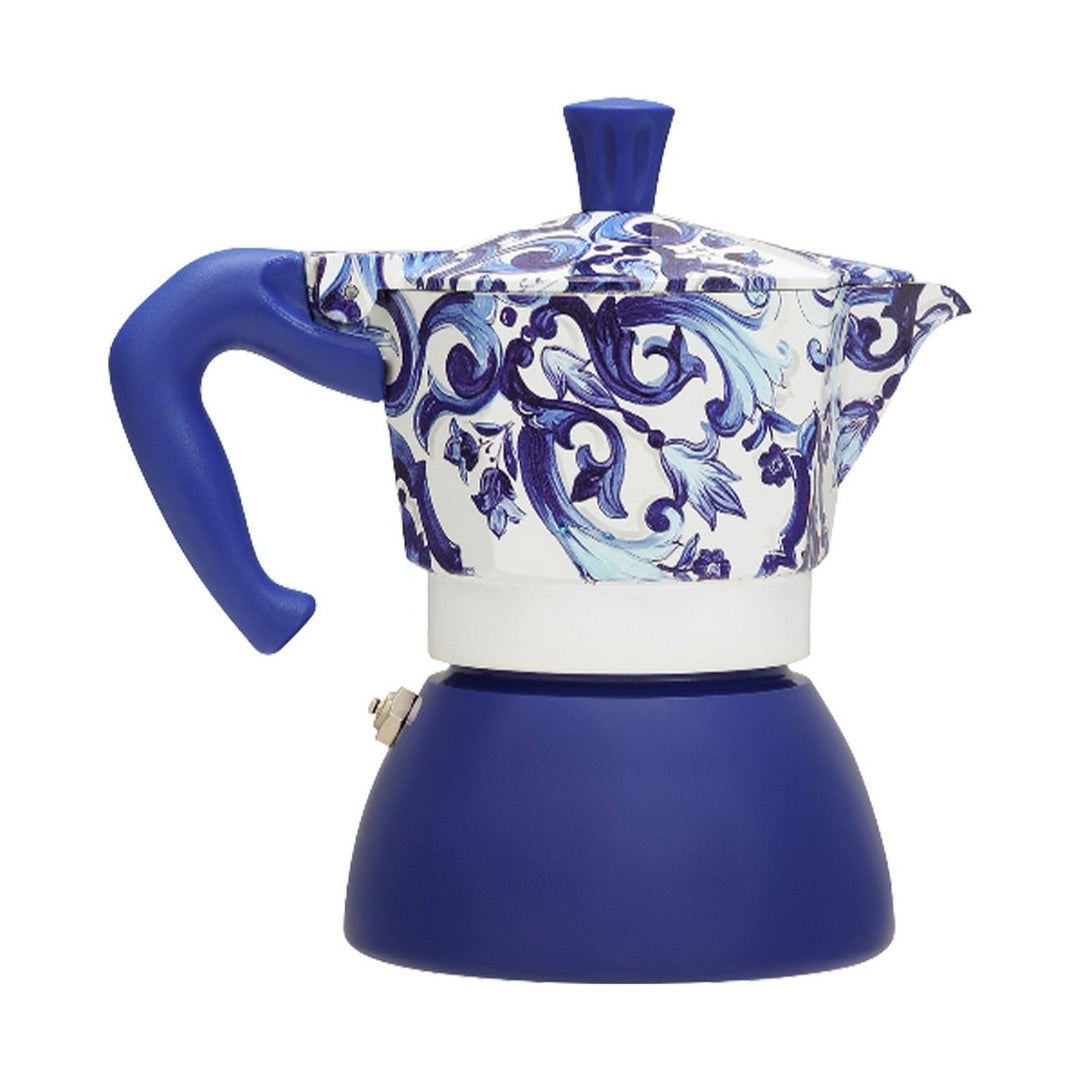 Bialetti Dolce&amp;Gabbana Moka Induction 4 Cup Coffee Maker, Mediterranean Blue