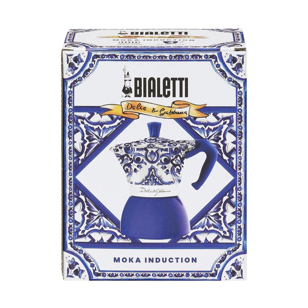 Bialetti Dolce&amp;Gabbana Moka Induction 4 Cup Coffee Maker, Mediterranean Blue