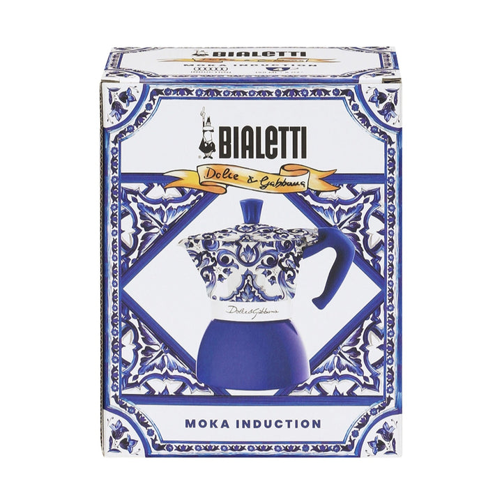 Bialetti Dolce&amp;Gabbana Moka Induction 4 Cup Coffee Maker, Mediterranean Blue