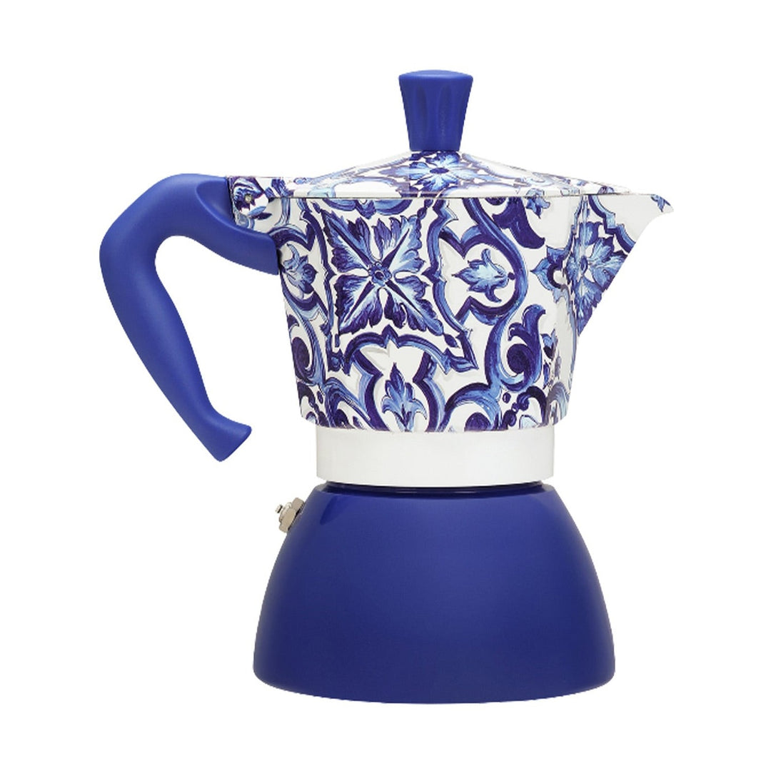 Bialetti Dolce&amp;Gabbana Moka Induction 6 Cup Coffee Maker, Mediterranean Blue