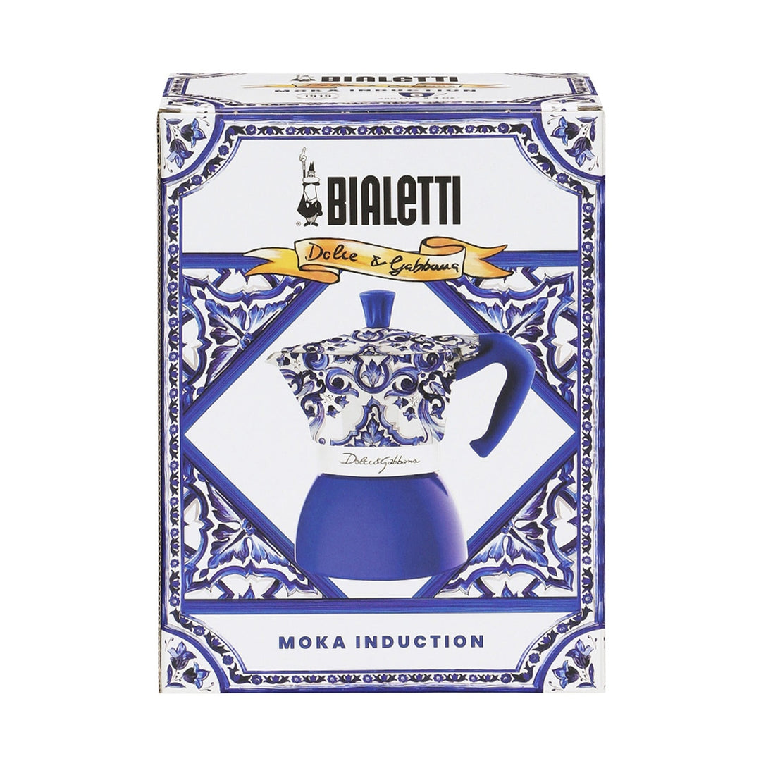 Bialetti Dolce&amp;Gabbana Moka Induction 6 Cup Coffee Maker, Mediterranean Blue