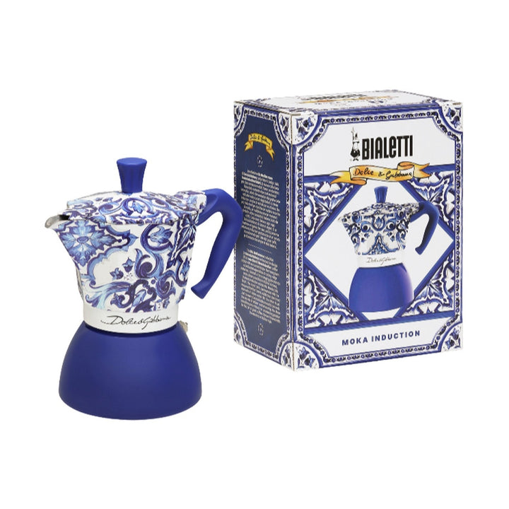 Bialetti Dolce&amp;Gabbana Moka Induction 6 Cup Coffee Maker, Mediterranean Blue