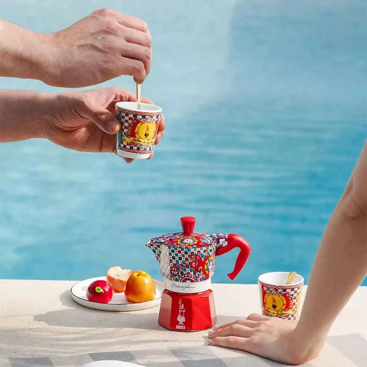Bialetti Dolce&amp;Gabbana Sicilian Cart Moka Express, Cups &amp; Stirrer Gift Set