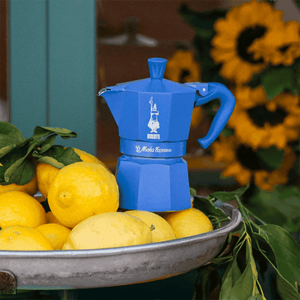 Bialetti Fruit Collection Moka Express 3-Cup Stovetop Espresso Maker, Deep Blue