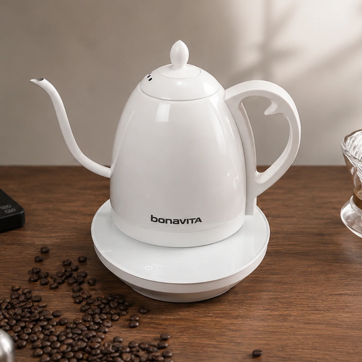 Bonavita Cosmopolitan 1L Gooseneck Precision Temperature Control Kettle, White