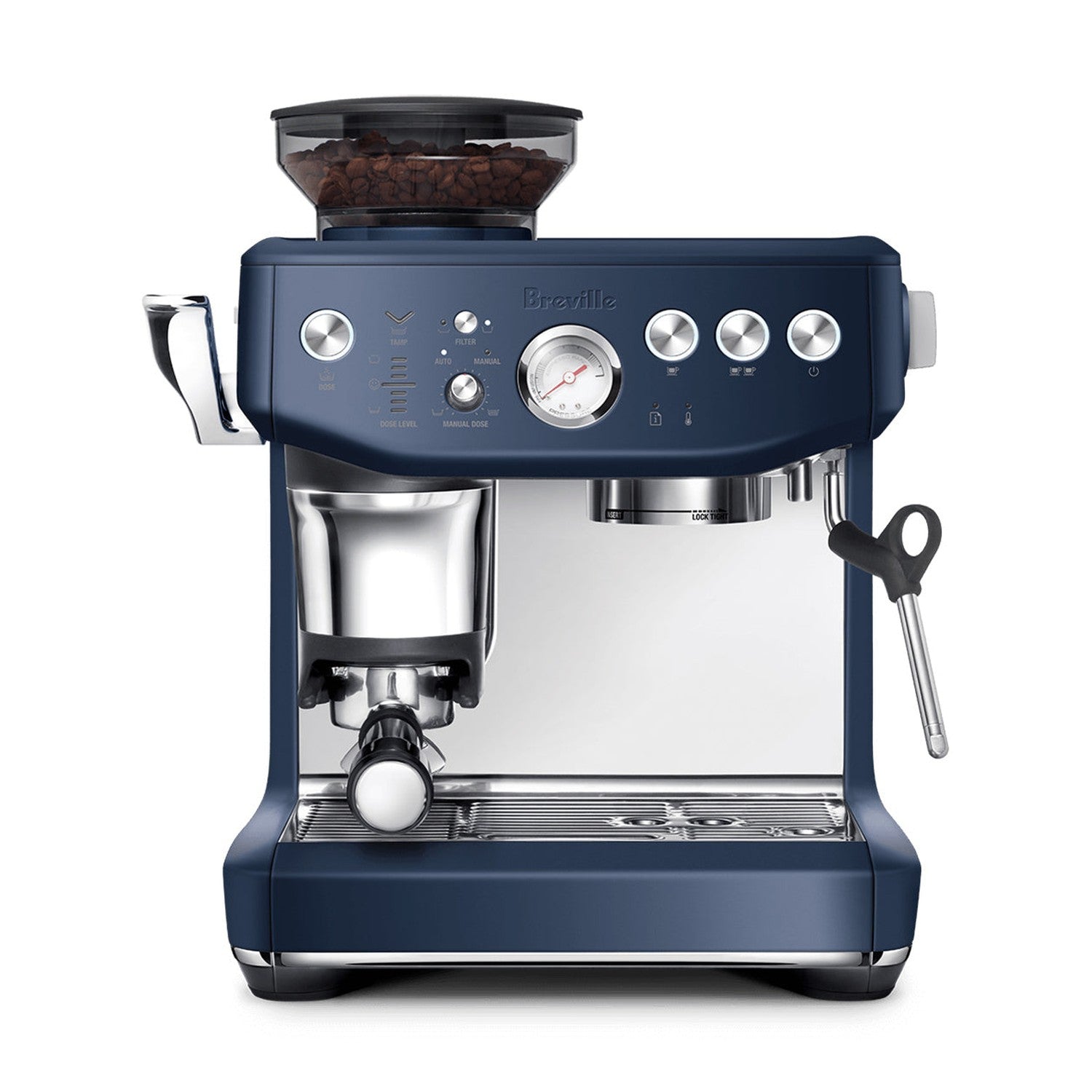 Breville Barista Express Impress Automatic Espresso Machine, Damson Blue #BES876DBL