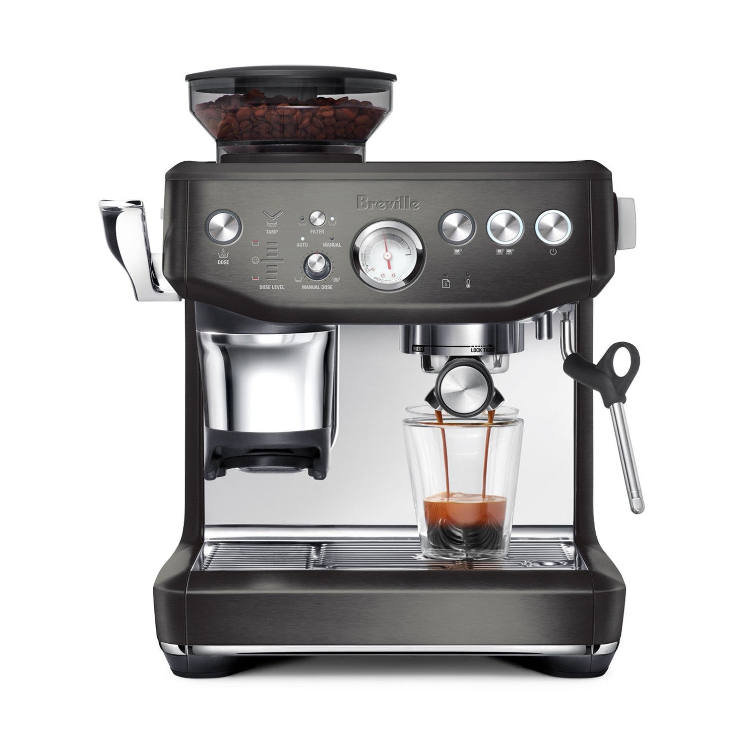 Breville Barista Express Impress Espresso Machine, Black Stainless #BES876BST
