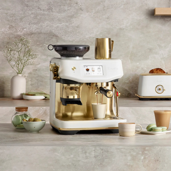 Breville Barista Touch Impress Automatic Espresso Machine, Sea Salt Brass #BES881SSB