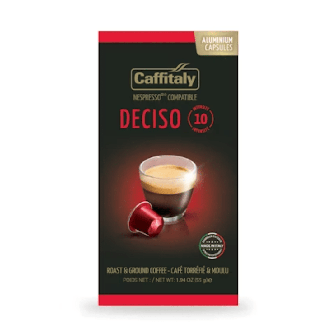 Caffitaly Deciso Aluminum Nespresso Compatible Capsules, 10 Pack