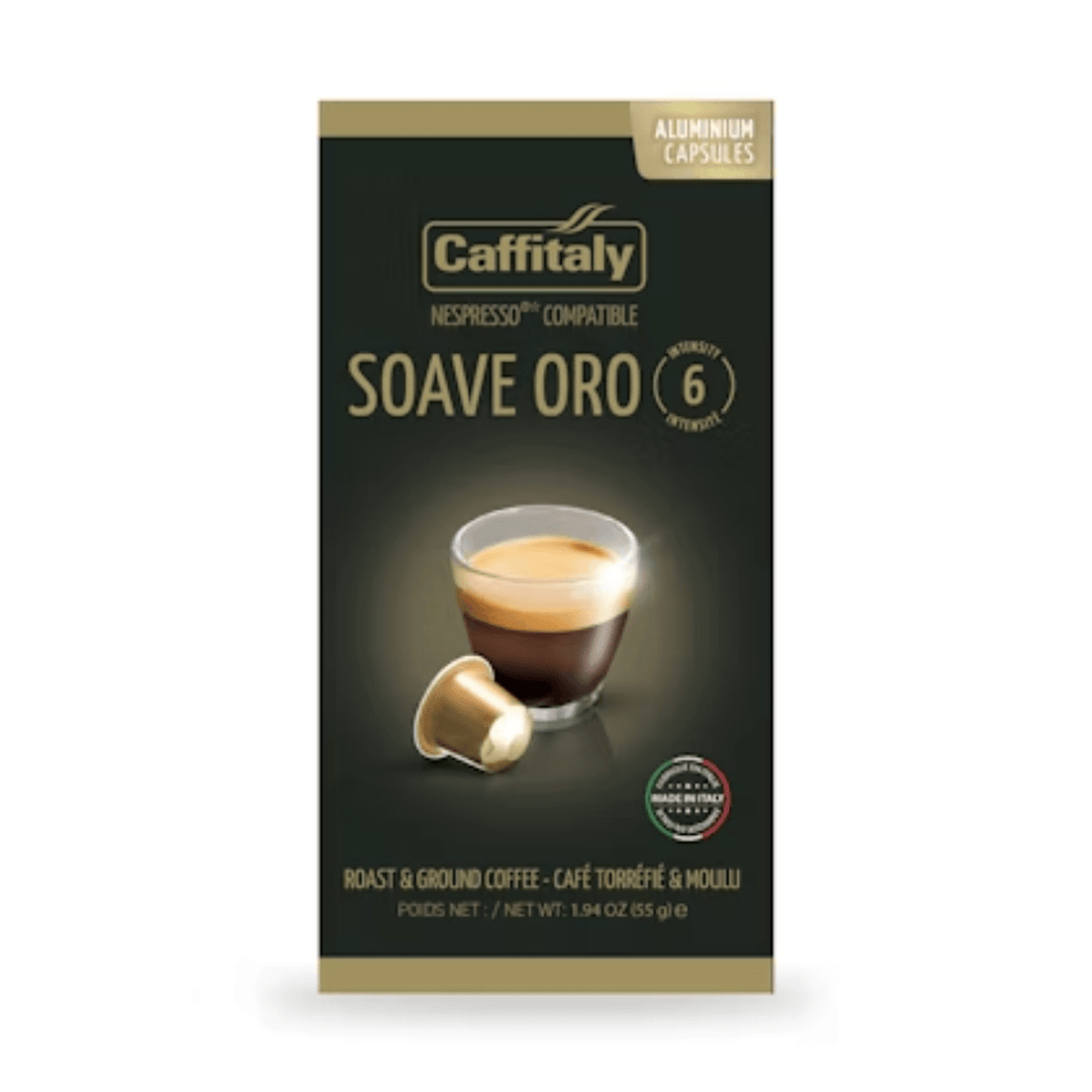 Caffitaly Soave Oro Aluminum Nespresso Compatible Capsules, 10 Pack