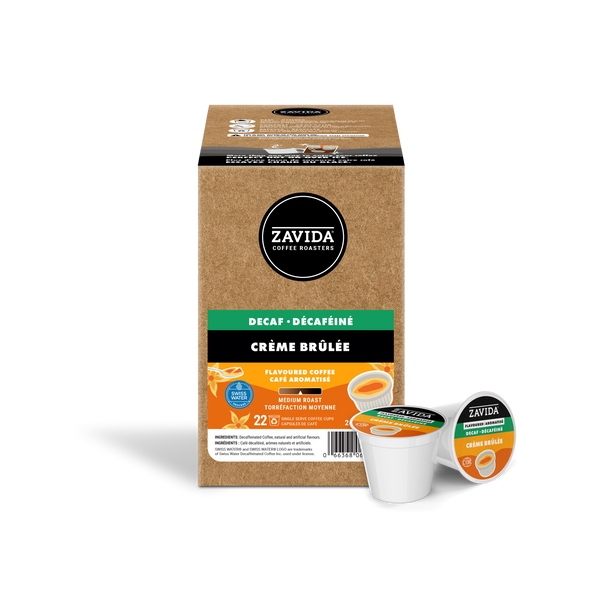 Zavida Decaf Creme Brulee Single Serve Coffee, 22 Pack