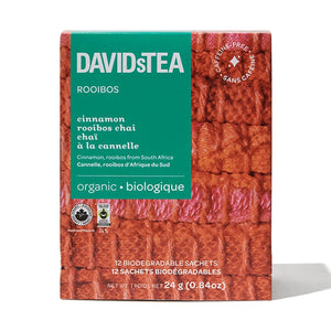 DavidsTea Organic Cinnamon Rooibos Chai Filterbag Tea, 12 Pack
