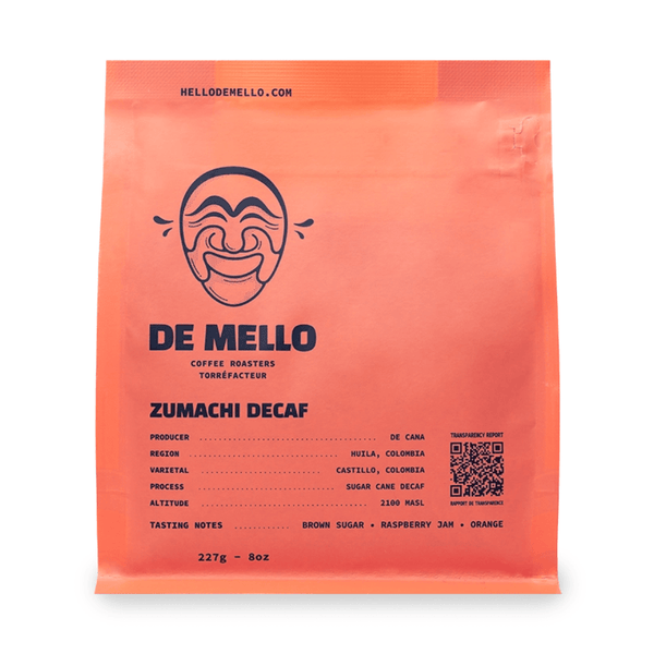 De Mello Zumachi Decaf Whole Bean Coffee, 227 g