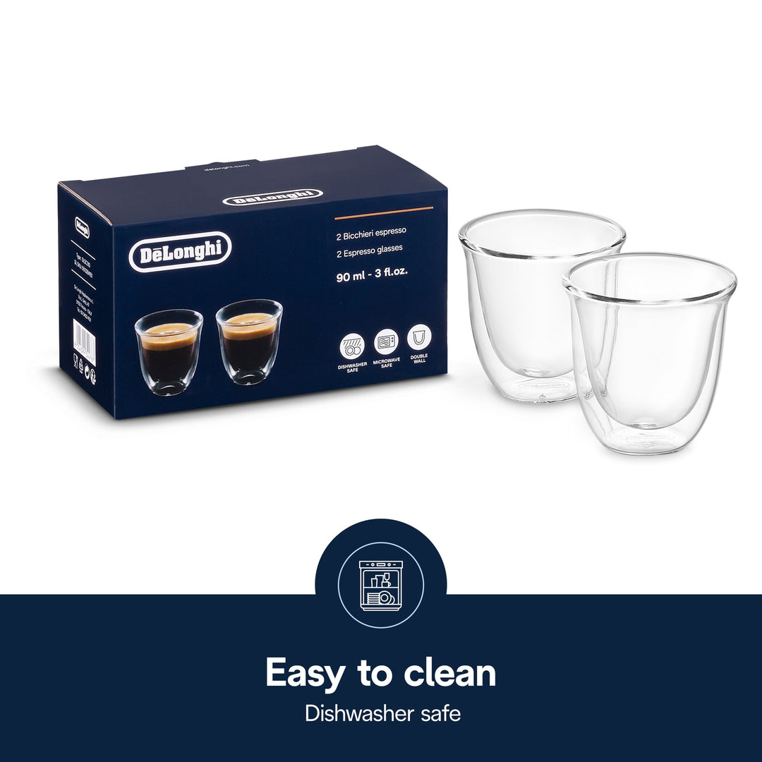 DeLonghi Bicchieri Glass Espresso Cups, Set of 2