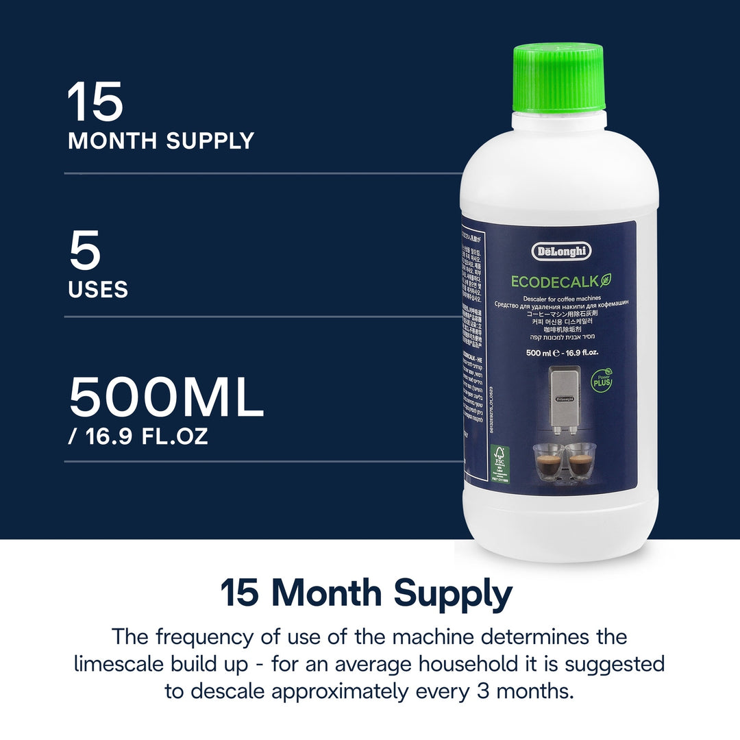 DeLonghi EcoDecalk Descaler Liquid 2 Pack, 500ml each