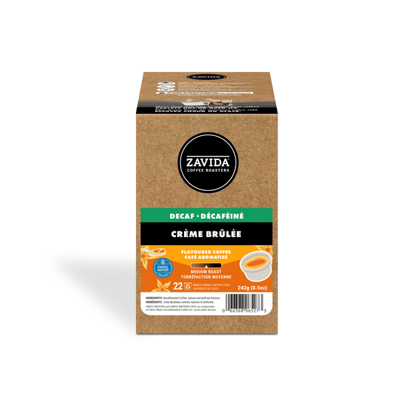 Zavida Decaf Creme Brulee Single Serve Coffee, 22 Pack