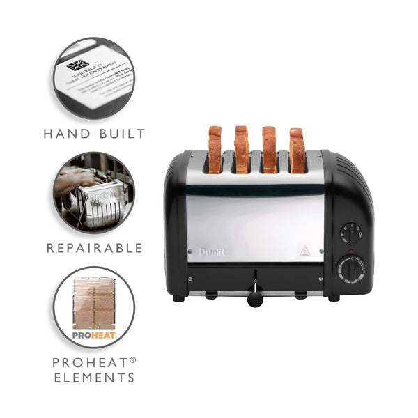 Dualit NewGen Classic Toaster 4-Slot, Matte Black #47155