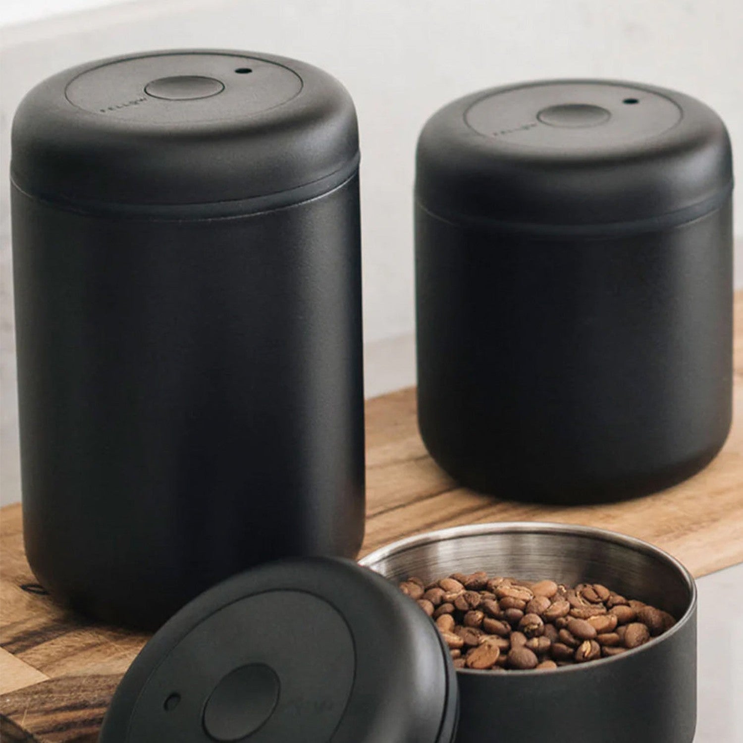 Fellow Atmos Cannister Coffee Canister, Matte Black 1.2L 450g