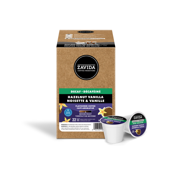 Zavida Decaf Hazelnut Vanilla Single Serve Coffee, 22 Pack
