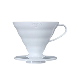 Hario V60-02 Coffee Dripper, White Plastic
