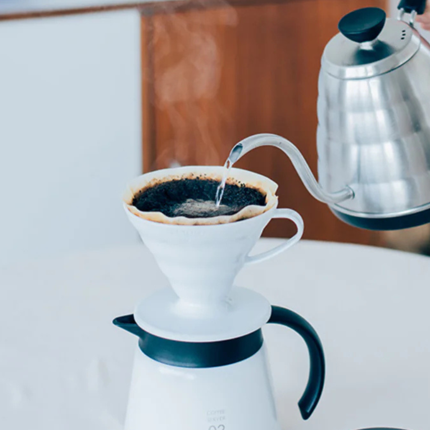 Hario V60-02 Coffee Dripper, White Plastic