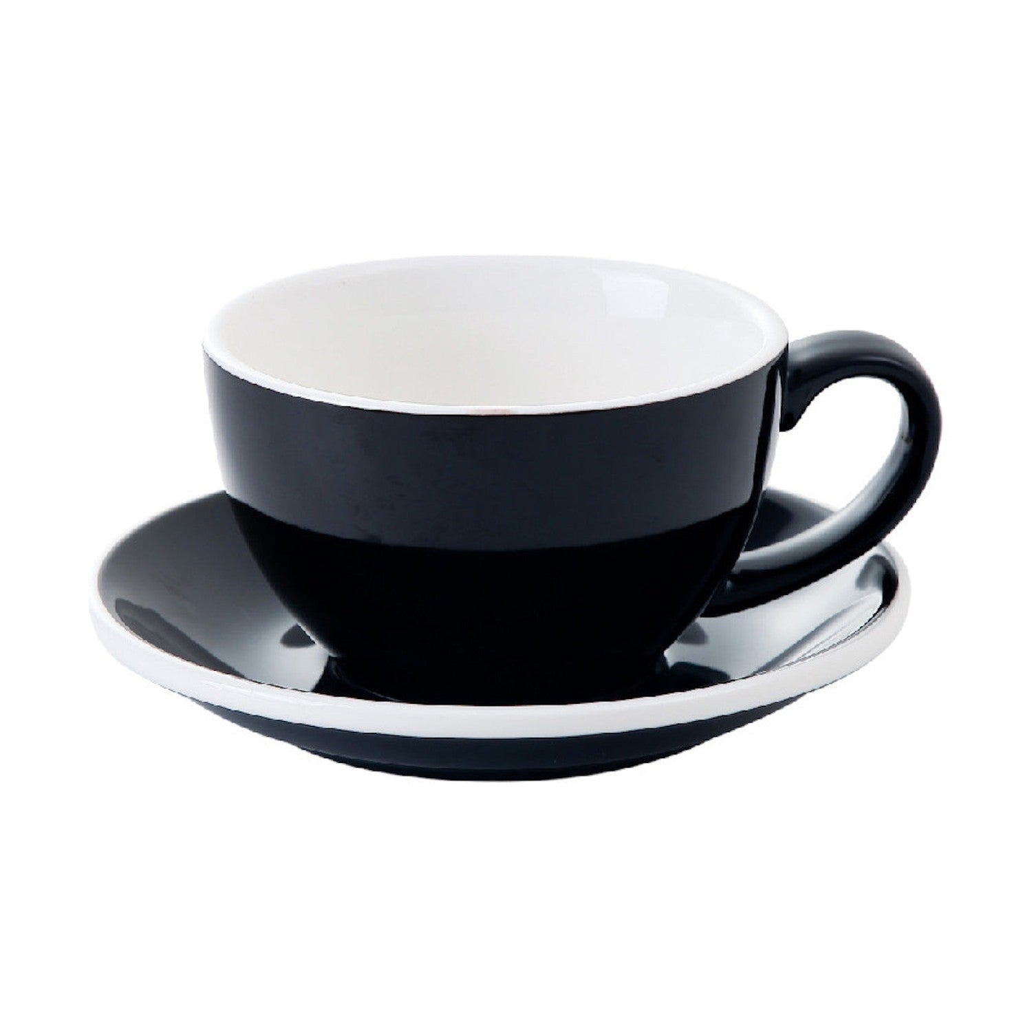 I.XXI Ceramic Latte Mug with Saucer 350ml, Black